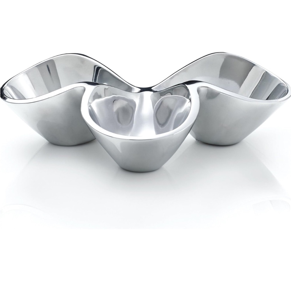 Nambe “bella” triple condiment,L11xH6xD3”, new, no box